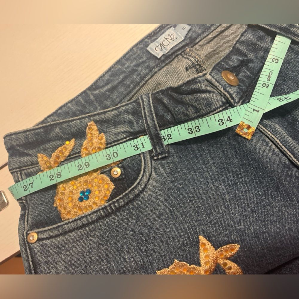 NWOT Cache Blue Denim Jeans Vintage Embroidered Bootcut Y2K Sz 8 - READ - Picture 6 of 11